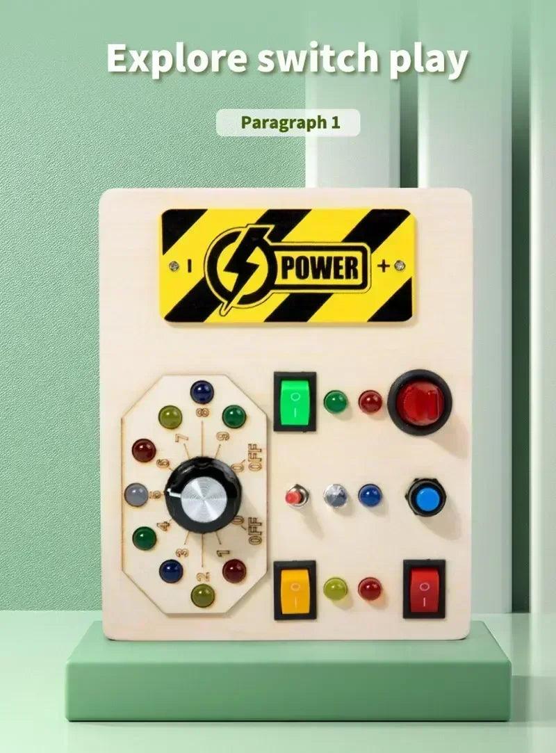Montessori busy board sensory toys wooden with led light switch control travel activities children games for 2-4 years
