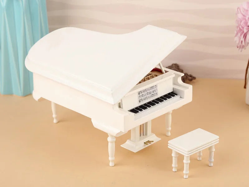 Handmade Wooden Musical Instruments Collection Decorative Ornaments Mini Piano Miniature Model Decoration Gifts