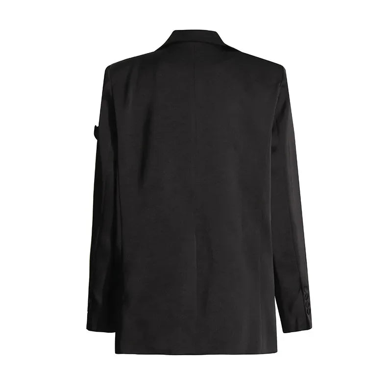 Blazer Women Fashion Elegant Style Flower Splicing Design Suit Jacket Three-dimensional Decoration Solid Color Suit Women Coats