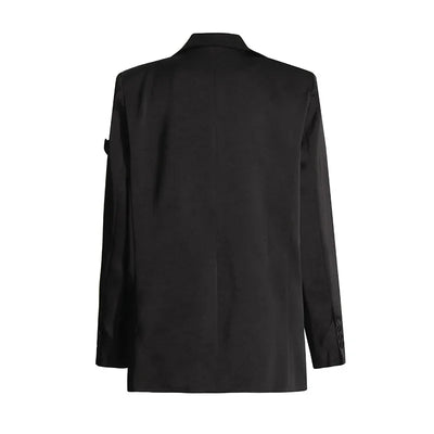 Blazer Women Fashion Elegant Style Flower Splicing Design Suit Jacket Three-dimensional Decoration Solid Color Suit Women Coats