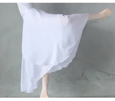 Chiffon Ballet Tutu Dance Skirt Dance Skate Wrap Scarf Gymnastics Ballerina Lyrical Long Ballet Skirt Ballet Dance Dress Women