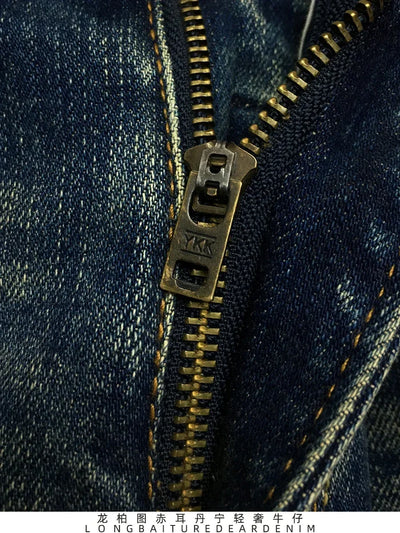 12.5oz Red Selvedge Denim Jeans for Men 99% Cotton High Quality American Vintage Casual Spring Autumn Tapered Straight Pants 5KM