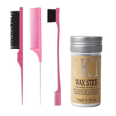 Women Hair Wax Stick Set with Slick Back Brushes Gel Pomade for Kids Little Girls Toddler Flyaway Hair Wig Styling Accessories