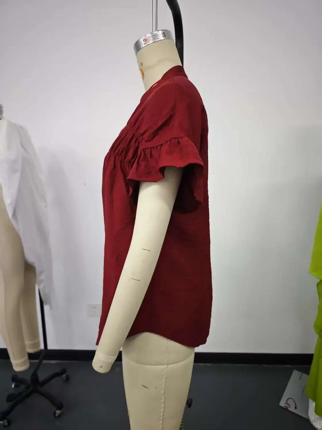 Women's Button Solid Linen Tops