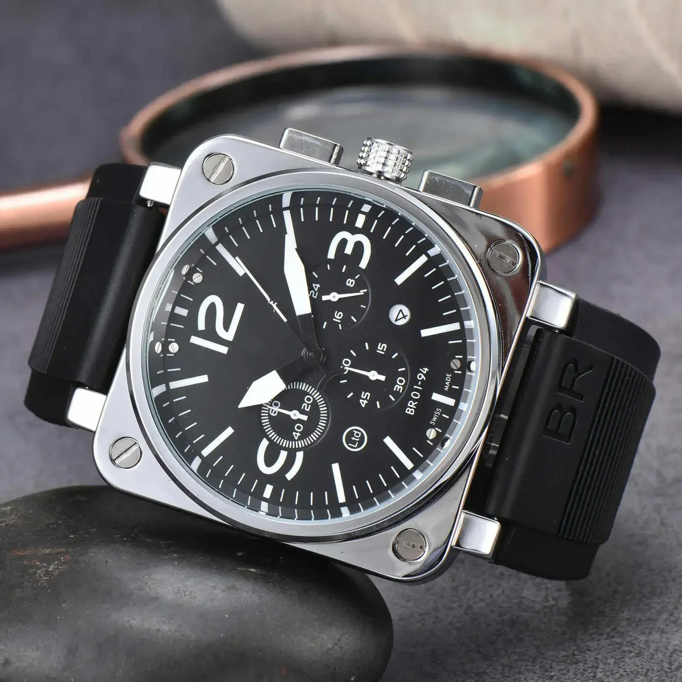 High-End BR Original Brand Watches For Mens High Quality Square Automatic Mechanical Watch Business Sports AAA Male Clock