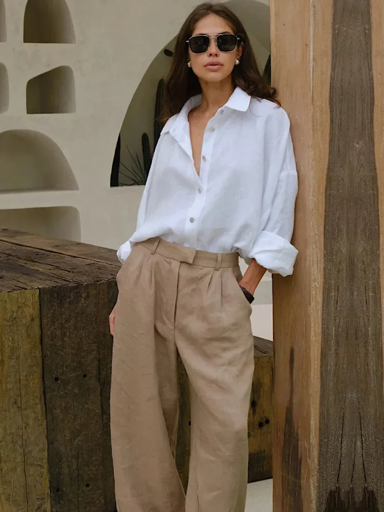 Fashion Loose Blouses Urban Women's Linen Top