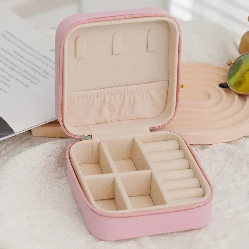 PU Jewelry Organizer Display Travel Jewelry Case Box Travel Portable Jewelry Box Storage Organizer Earring Holder Gift