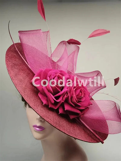 Royal Ascot Big Flower Fascinators Hat Women Wedding Pillbox Cap Ladies Derby Feather Fascinator Headdpiece Ladies Party Chapeau