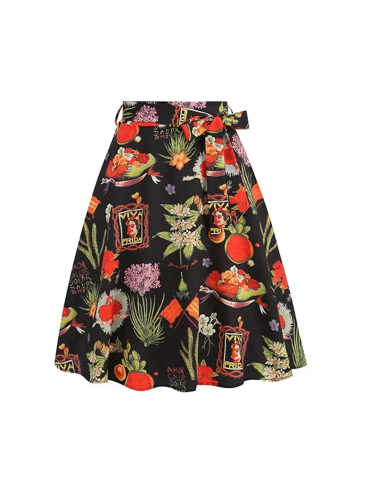 Summer Casual Women Midi Skirt Polka Dot High Waist Retro Vintage 50s Pleated Party Skirts