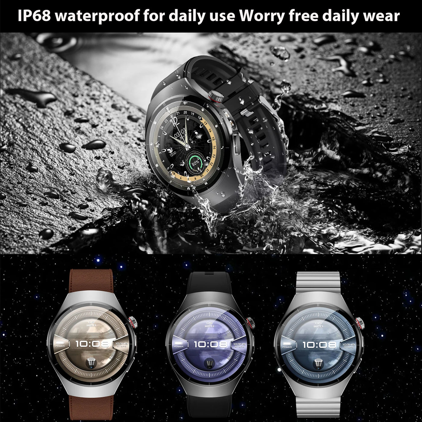 Smart Watch5 1.53-inch HD Display LED Lighting IP68 Waterproof Music Playback Weather Health Assistant AI Voice 100+ Sports Mode