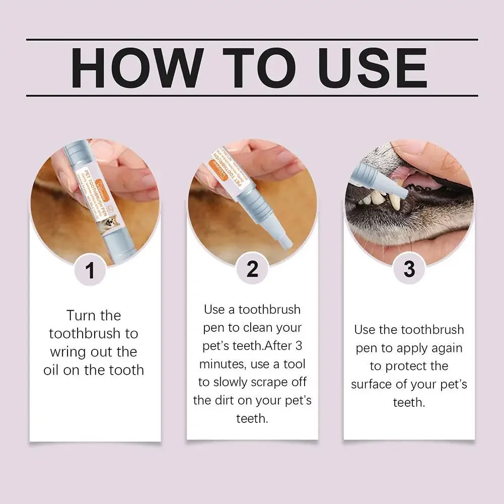 Pet Toothbrush Pen Teeth Clean Fresh Breath Pet Toothbrush Paste Brush One Easy To Use Cat Tooth Brush ToothbrushSet Accessories