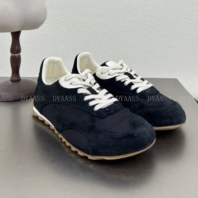 2025 Designer Women Sneakers Casual Shoes Women Men Lace Up Round Toe Flats Non Slip Comfort Concise  Mixed Color Walking Shoes