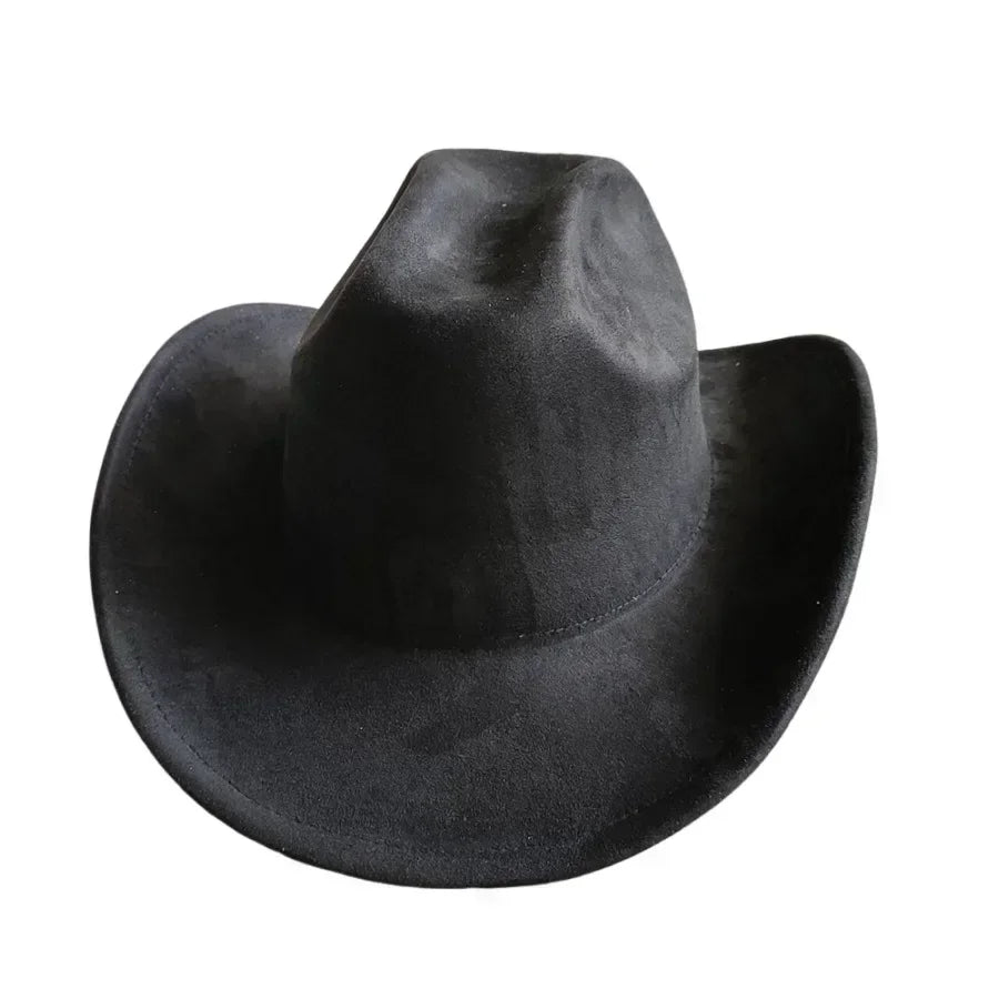 Classic suede leather 7.5cm western cowboy women’s fedora hat men’s church jazz fashion travel party denim 2024