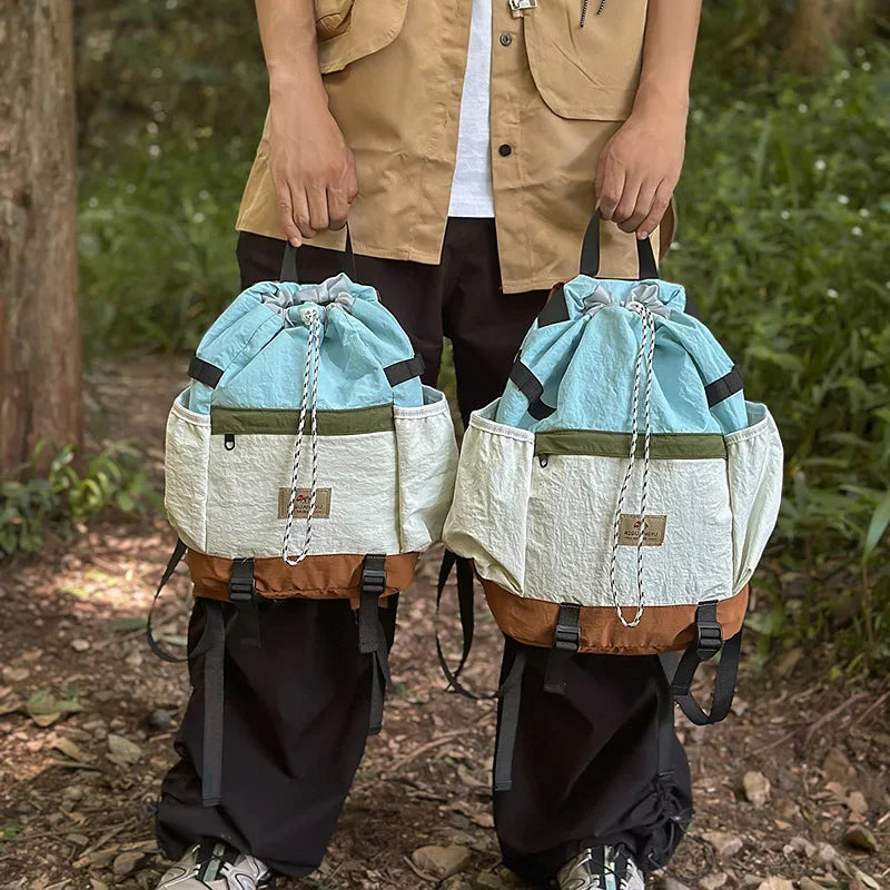 2025 Mountain Style Backpack Couple, Retro Color Block Hiking Bag, Lightweight Large Capacity Daypack for Outdoor