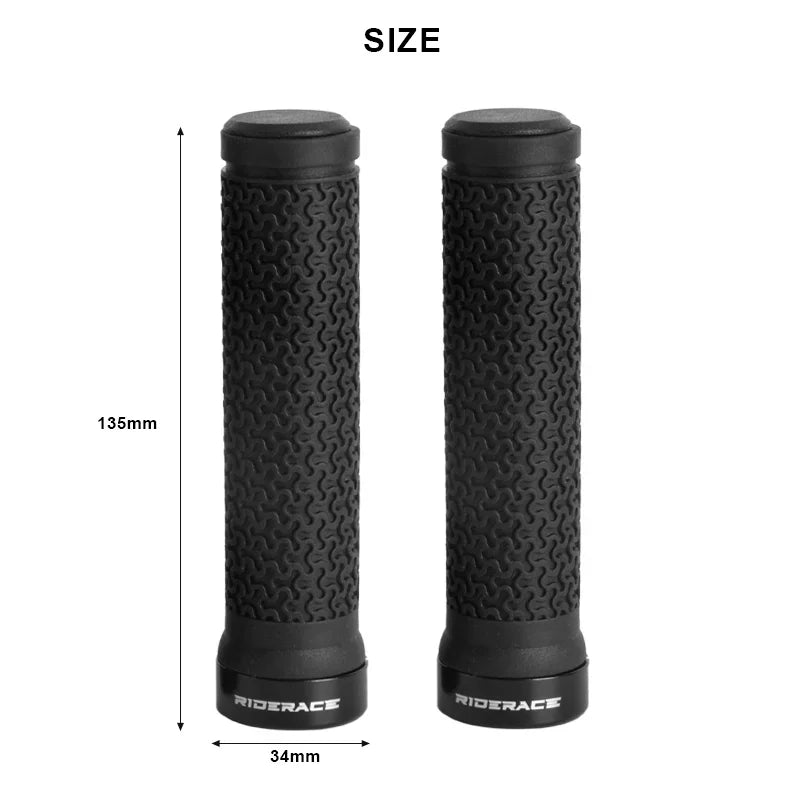 RIDERACE Bicycle Handle Bar Grips MTB Mountain Bike Single-sided Locking Handlebar Cover Rubber Non-slip Cycling Accessories