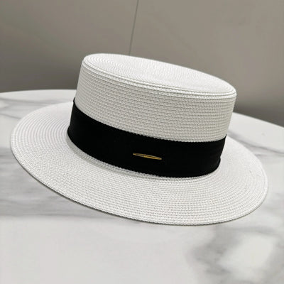 French Sunscreen Hat Women Summer Straw Hats Female Big Bim Flat Top Sunshade Cap Travel Beach Sun Visors Fisherman Cap