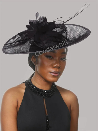 Royal Ascot Big Fascinator Hat Women Kentucky Derby Feather Large Hat Fascinator Party Wedding Headpiece Flower Church Chapeau