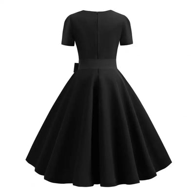 Women Vintage Dress Summer 50s 60s Retro Pin Up Swing Rockabilly Vestidos Elegant Black Polka Dot Office Party Dress