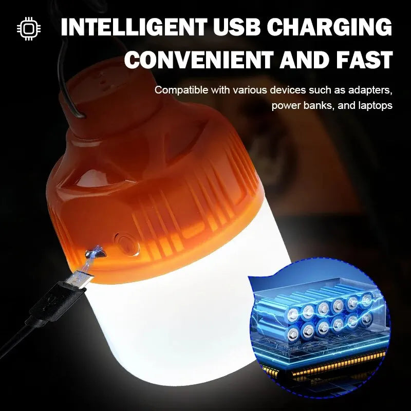 USB Rechargeable LED Camping Lantern High Brightness Portable Outdoor Light Emergency Tent Lamp for Fishing Hiking Night Use