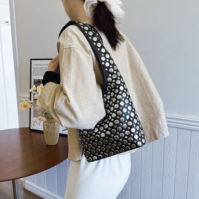 Designer Geometric Shoulder Bag For Women Top Brand Handbag Luxury Shiny Rivet Handmade Evening Clutch Bag Fashion Party Purse