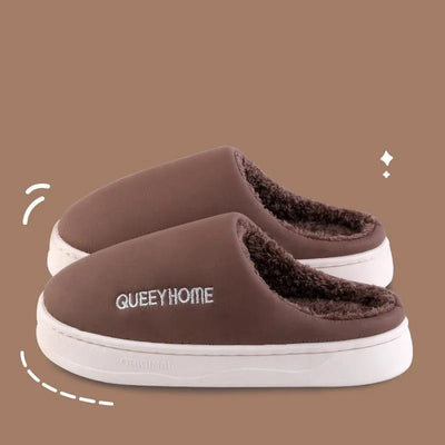 Indoor Home Comfort 2025 New Winter Slippers for Men & Women: Plush Warm Fleece Lining, Anti-Slip Thick Sole