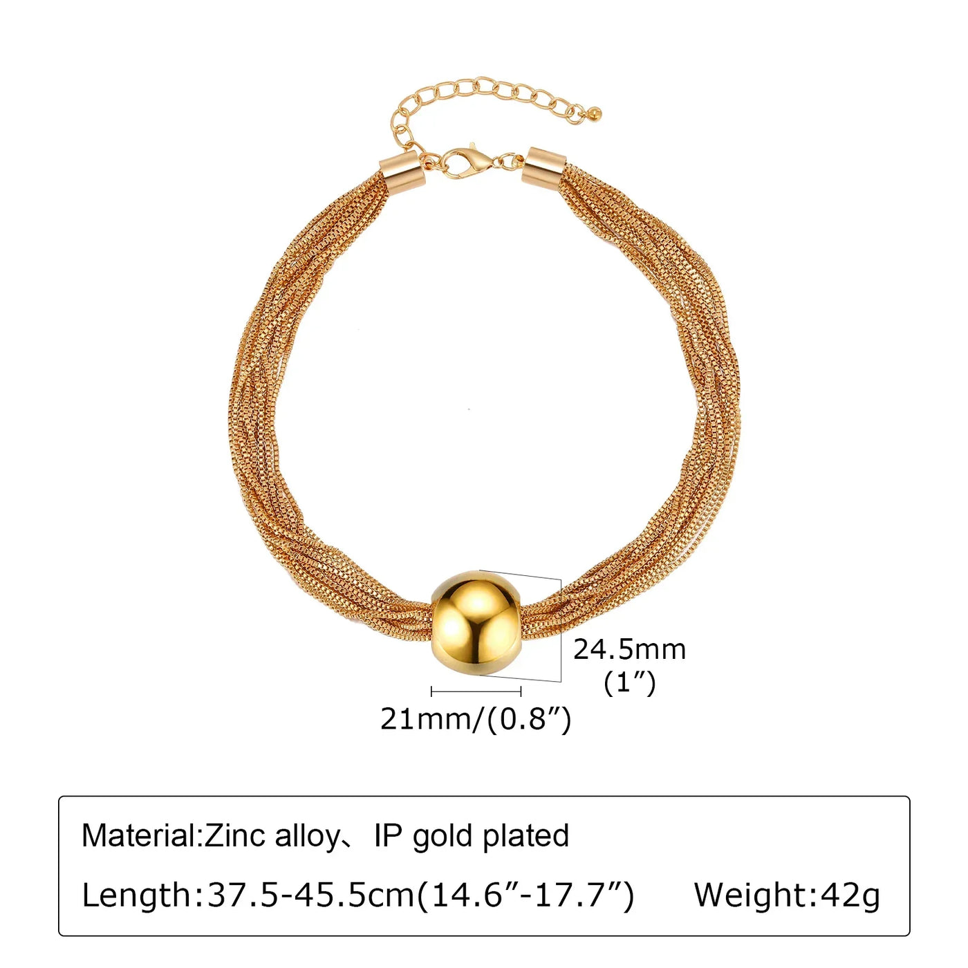 Women Choker Necklace, Chunky Big Ball Beaded Chain,Pearl Link Herringbone Chain Statement Jewelry