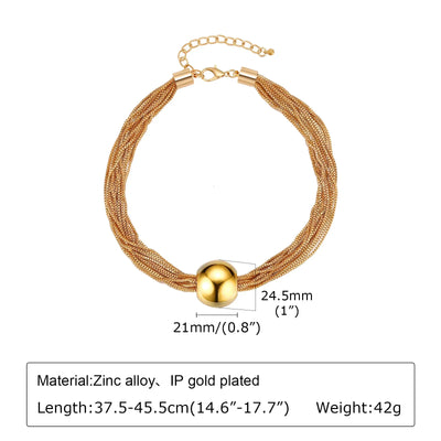 Women Choker Necklace, Chunky Big Ball Beaded Chain,Pearl Link Herringbone Chain Statement Jewelry