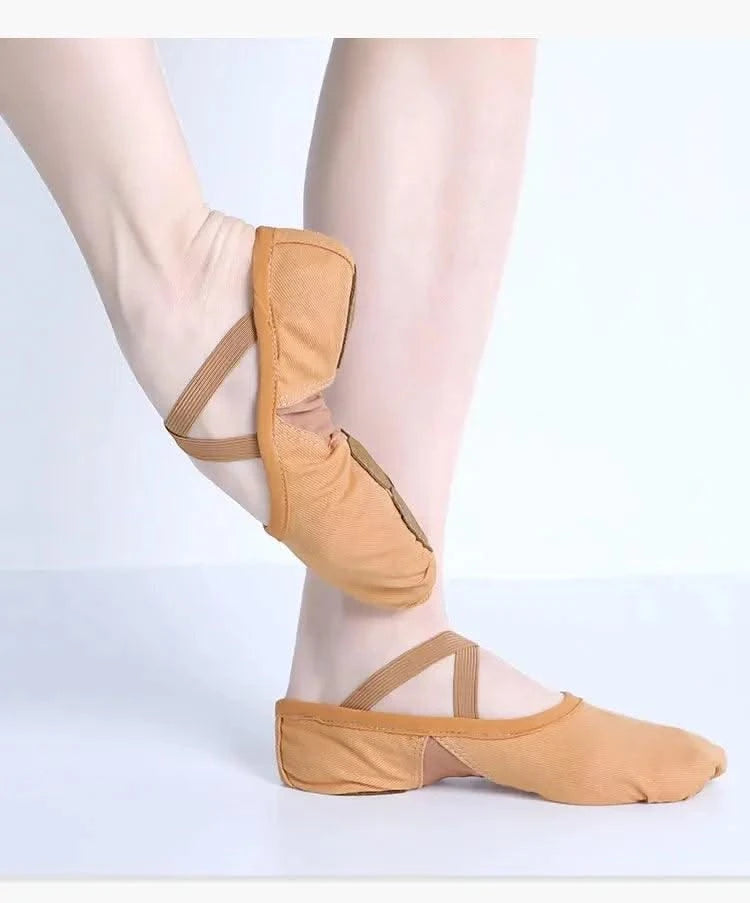 Zapatos de Ballet para mujer y niña, zapatillas de baile de la academia de baile, suela dividida suave, tela elástica