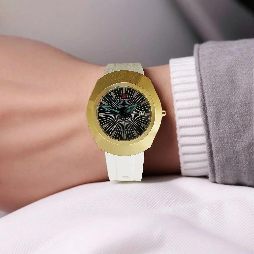Premium high-end fashion quartz men’s watch – waterproof date display comfortable imported rubber strap