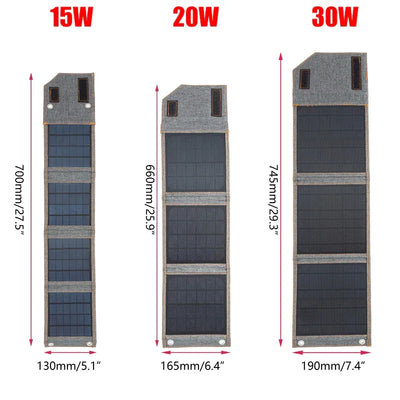 15W 20W 30W Portable Foldable 5V Solar Panel Waterproof for Cell Phone Power Bank Battery Charger Outdoor Camping
