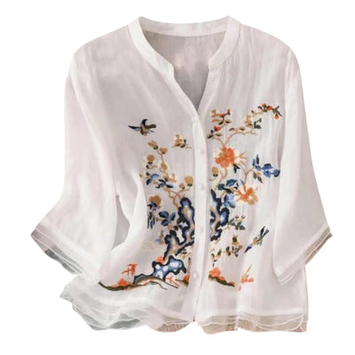 3/4 Sleeve Linen Tops For Women
