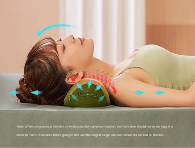 Multi Functional Smart Cervical Stretching Hot Compress Pillow for Neck Protection Kneading & Massage Pillow for Neck & Waist