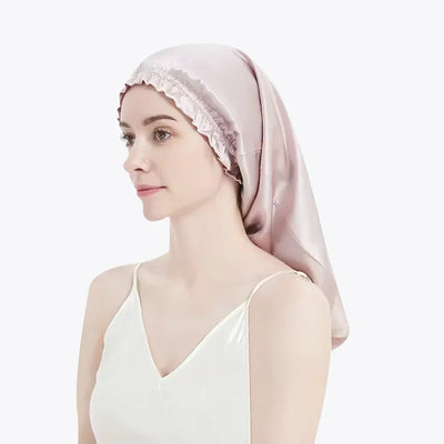 100% Pure Mulberry Silk Bonnet Sleep Hair Cap Long Bonnets Hair Wrap Adjustable Straps for Long Curly Hair Braid 19 Momme