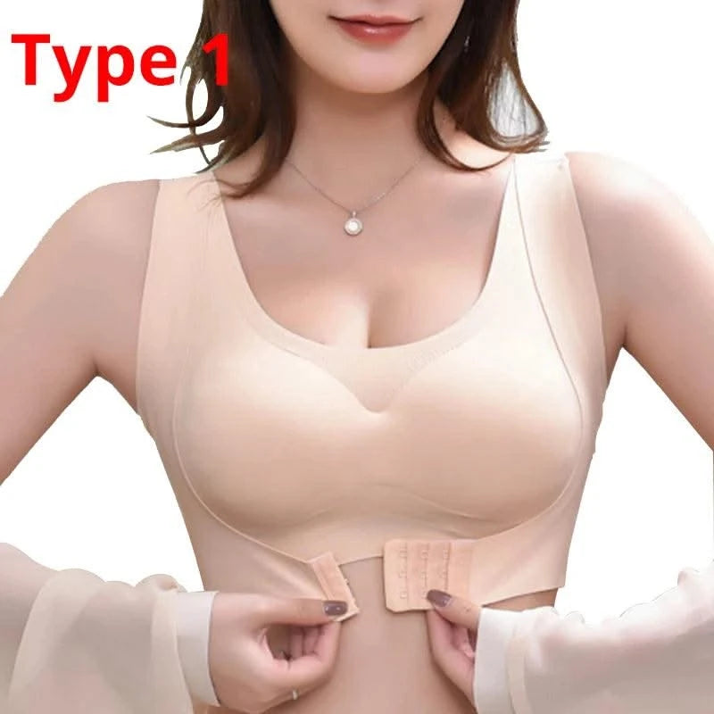 Women Push Up Bra Posture Corrector Bralette Front Closure Cross Back Tops