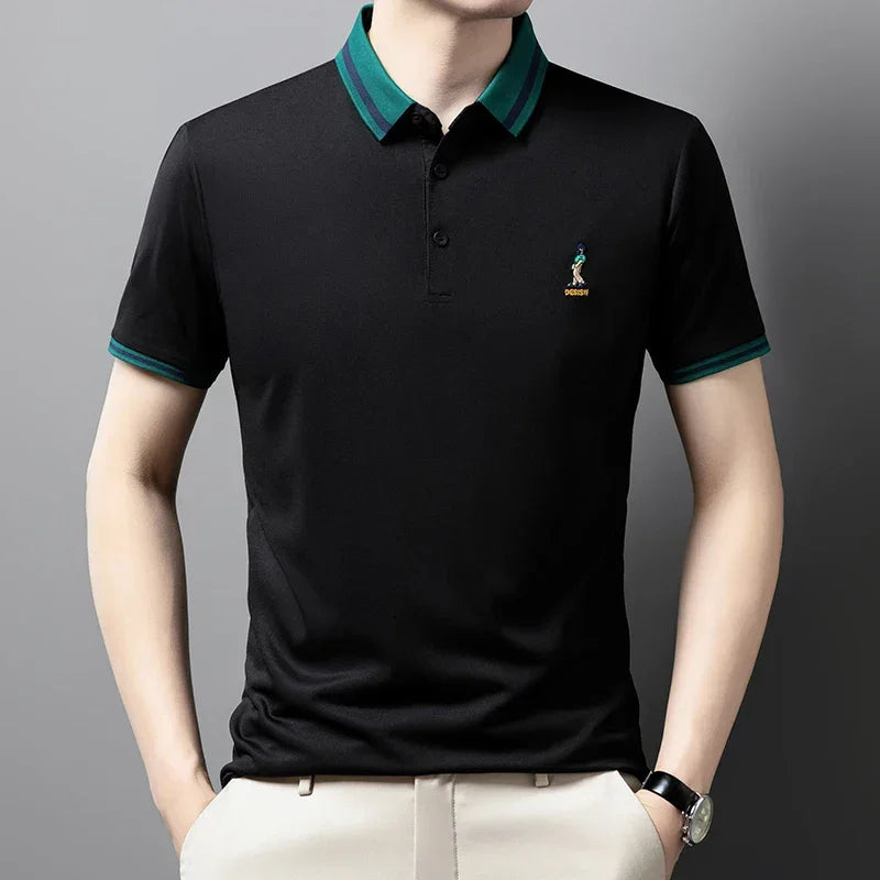 Designer Brand Men's Polo Shirt Lapel Cartoon Person Embroidery Short-sleeve Seamless T-shirt Summer Business Golf Menswear Top