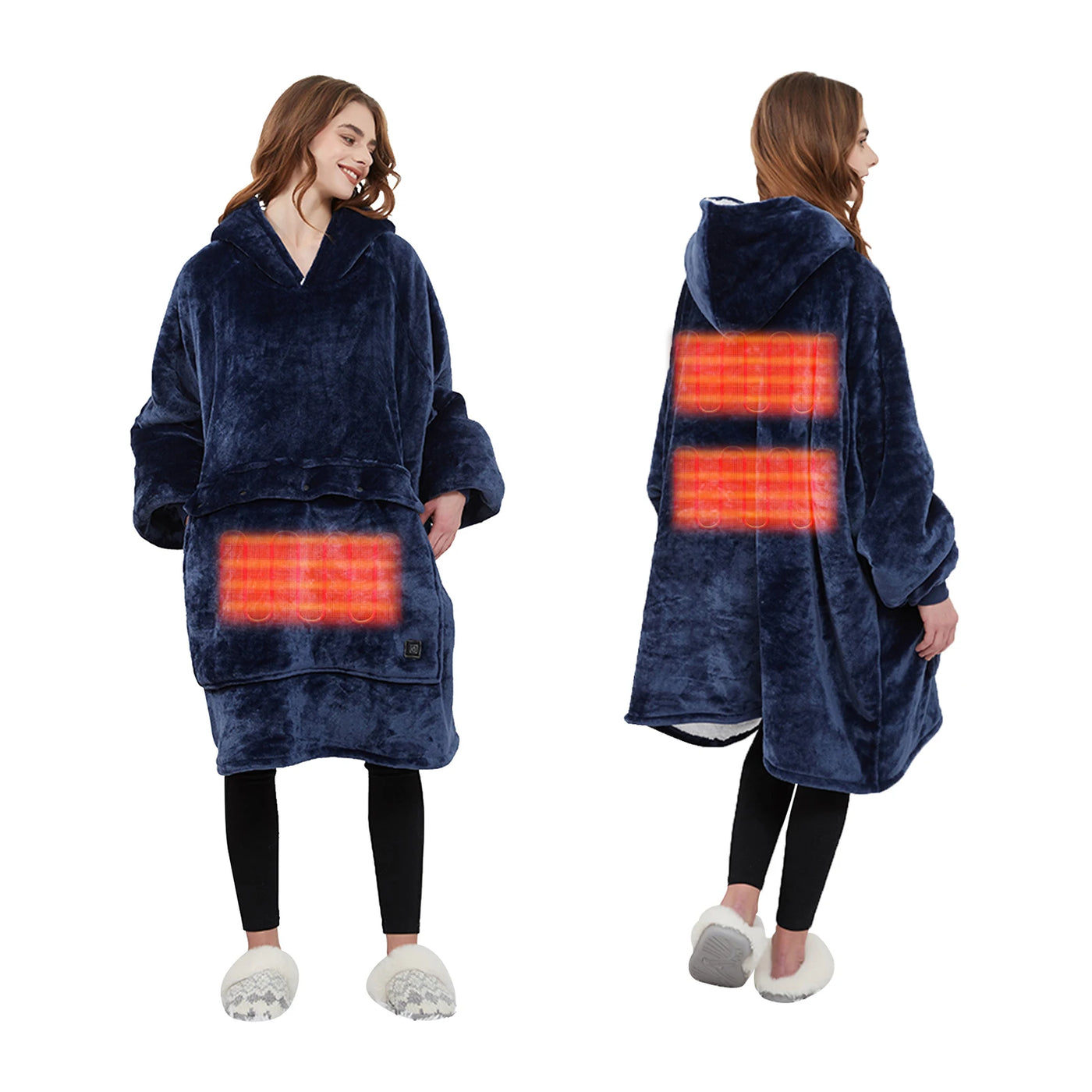 Oversized Wearable Blanket Hoodie with Sleeves Pocket Sherpa Fleece Blanket Sweatshirt Warm Thick Plush Heating Hooded Blankets