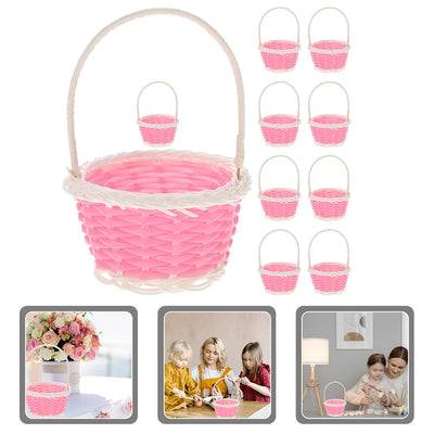 10pcs Mini Plastic Baskets Children Handheld Basket Small Storage Bins Woven Containers Picnic Easter Gift Baskets Home Decor