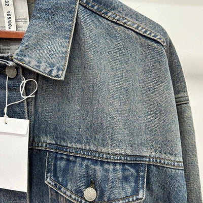 Dave&Di 2025 Minimalist Women's Denim Jacket Retro Washed Boyfriend Style Loose Bomber Jacket For Ladies