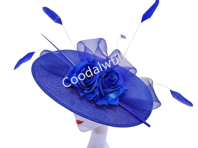 Royal Ascot Big Flower Fascinators Hat Women Wedding Pillbox Cap Ladies Derby Feather Fascinator Headdpiece Ladies Party Chapeau