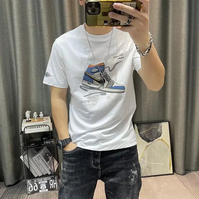 T Shirt for Men Black Man Tee Shirts Slim Fit Streetwear Drawings Top Anime Clothing Wholesale Summer Kpop Vintage Cheap Xl S