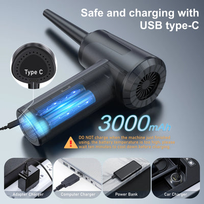 Compressed Air Duster Electric Rechargeable Cordless Air Blower Compressed Air For Cleaning Computer Keyboard Camera Car Home