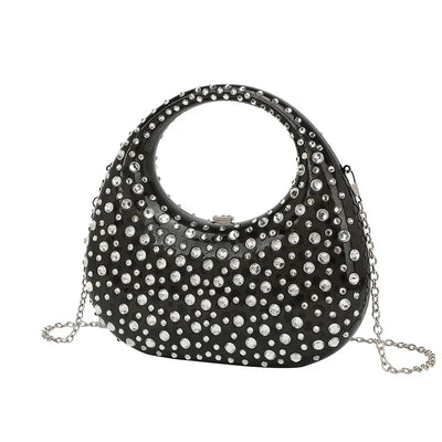 Diamond Women Bags Luxury Designer Handbags Rhinestones Box Transparent Acrylic Clutch Dresses Crescent Shoulder Crossbody Bag