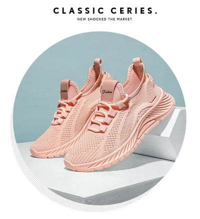 2025 Designer Women Casual Sneakers Sports Shoes Fashion Brand Lace Up Loafers Female Knitted Mesh Breathable Shoes for Women