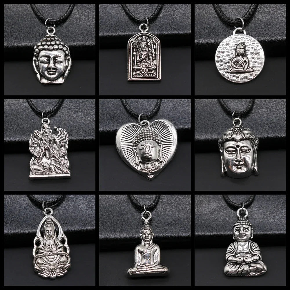 Religious Necklace Buddhist Buddha Statue God Buddha Necklace Charm Buddhist Meditation Hinduism Zazen Necklace