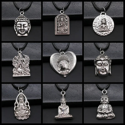 Religious Necklace Buddhist Buddha Statue God Buddha Necklace Charm Buddhist Meditation Hinduism Zazen Necklace