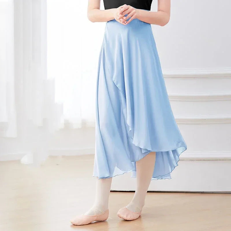 Chiffon Ballet Tutu Dance Skirt Dance Skate Wrap Scarf Gymnastics Ballerina Lyrical Long Ballet Skirt Ballet Dance Dress Women