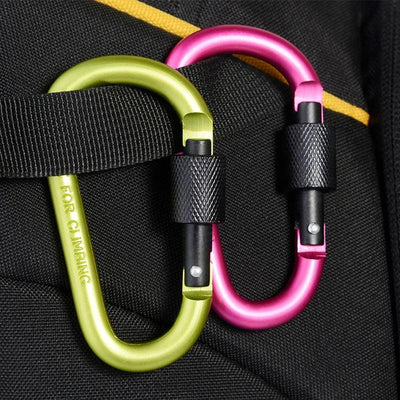 Type D Carabiner With Lock Outdoor Climbing Camping Bold Aluminum Alloy Locking Clasp Keychain Multi Survival Gear Travel Kit