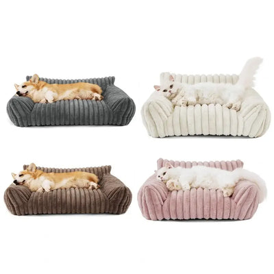 Warm Pet Sofa Luxurious Pet Bed with Memory Foam Washable Cover Non-slip Bottom for Dogs Cats Sofa for Comfortable Sleeping