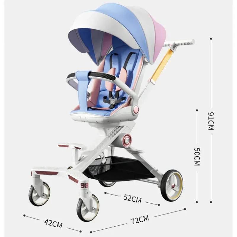 Baby stroller 0 to 3 years High view Shock absorption four wheels stroller folding Can sit or lie down lightweight baby stroller
