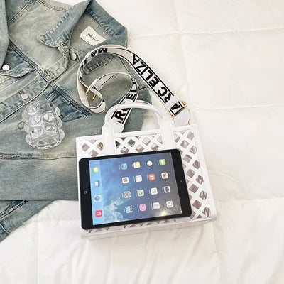 Designer Tote Bag For Women Brand Hollow Out Shoulder Bag 2025 New Travel Beach Handbag Purple Bag Fashion Shopper Purse